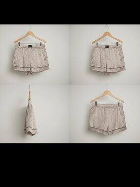 Victoria’s Secret Satin Logo Pajama Shorts Champagne Pink Medium
